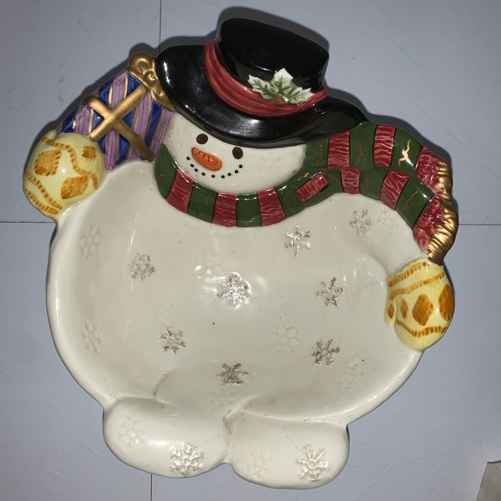 Vintage Fitz And Floyd Snowman Potpourri Candle Or Candy Holder